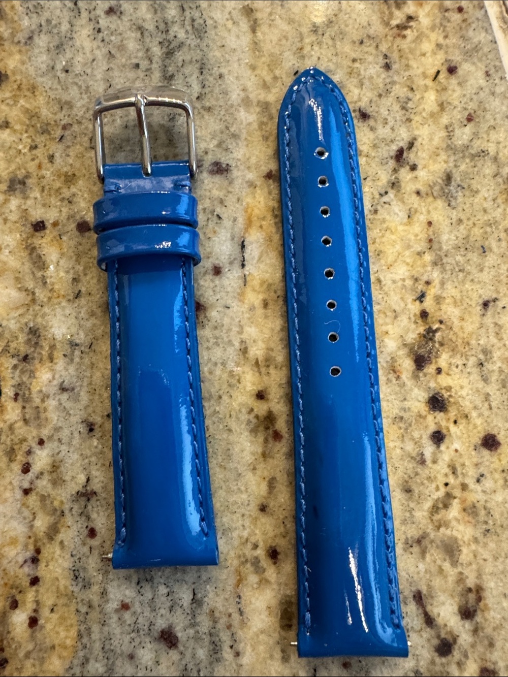 Michele Glossy Blue Patent Leather Watch Strap for Men